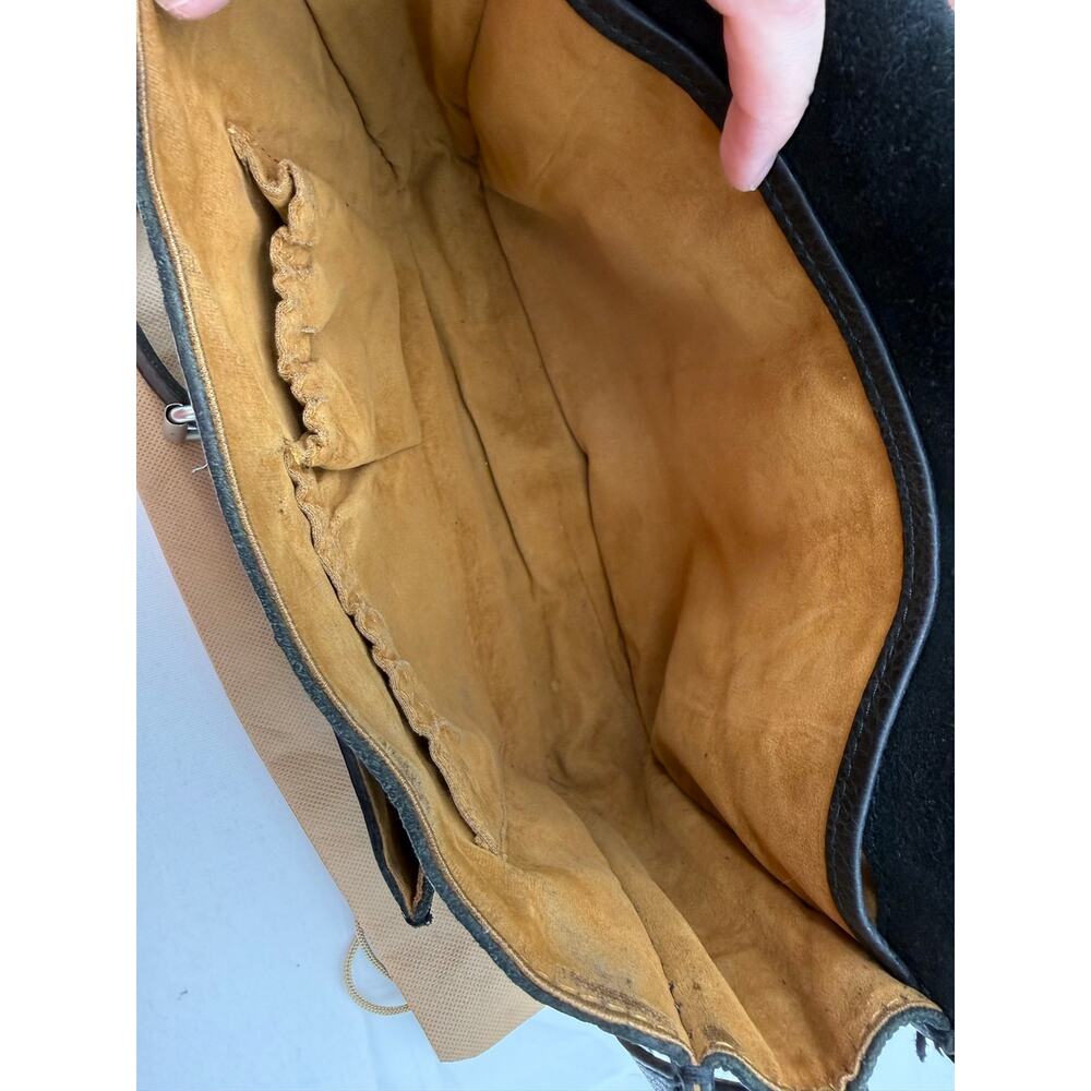 Patricia Nash Beaumont Black Tooled Leather Crossbody Bag Tassel Boho Western - Picture 7 of 13